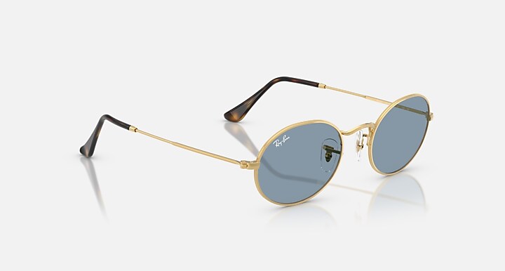 Ray-Ban OVAL METAL SUMMER CAPSULE Arista Gold with Blue Solid Color lenses - Alternative