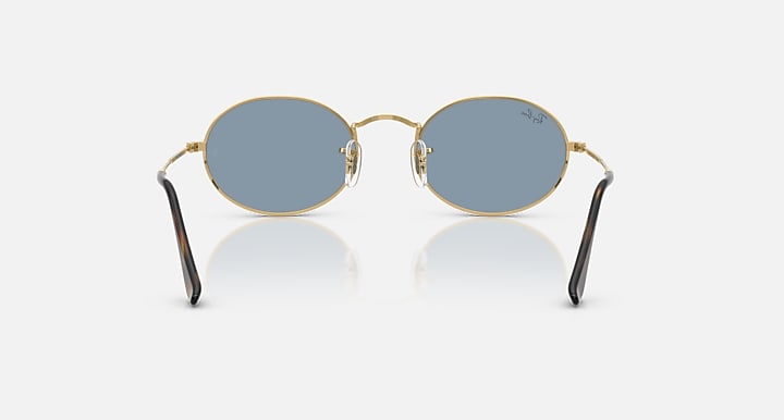 Ray-Ban OVAL METAL SUMMER CAPSULE Arista Gold with Blue Solid Color lenses - Back