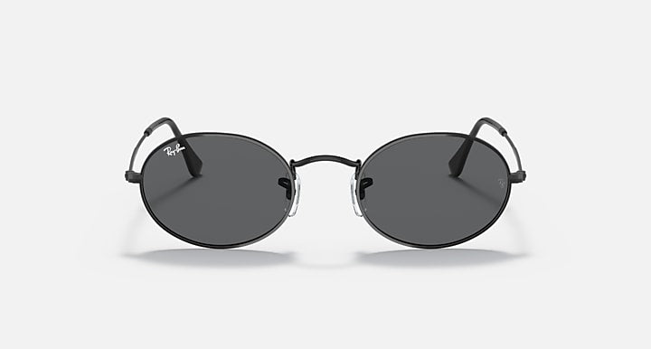 Ray-Ban OVAL METAL Black with Dark Grey Solid Color lenses - Front
