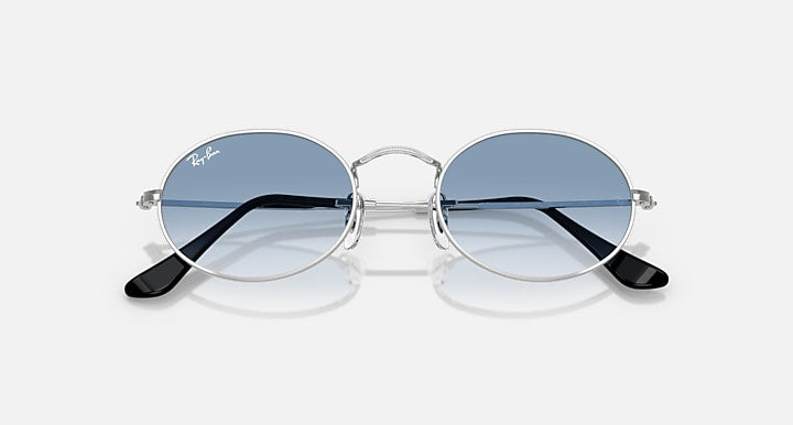 Ray-Ban OVAL METAL Silver with Clear Gradient Blue Gradient lenses - Closed Front