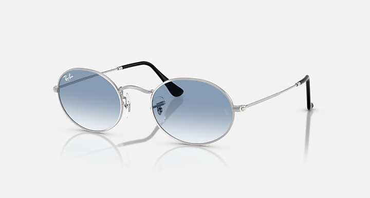Ray-Ban OVAL METAL Silver with Clear Gradient Blue Gradient lenses - Quarter