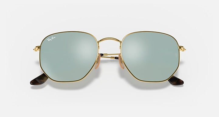 Ray-Ban HEXAGONAL FLAT LENSES Arista Gold with Silver Flash Solid Color - Mirror lenses - Closed Front