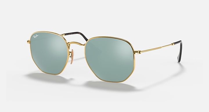 Ray-Ban HEXAGONAL FLAT LENSES Arista Gold with Silver Flash Solid Color - Mirror lenses - Quarter