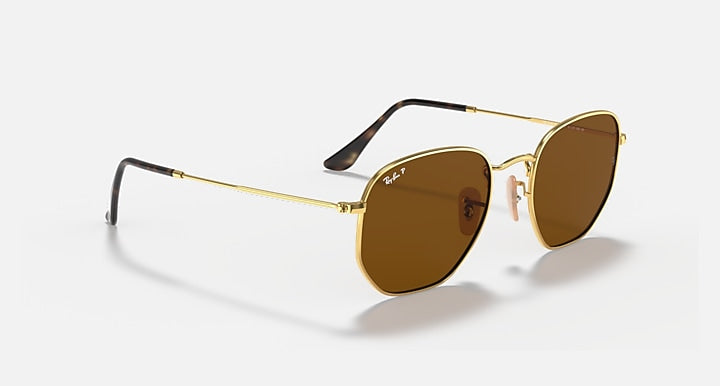 Ray-Ban HEXAGONAL FLAT LENSES Arista Gold with Brown Polarized Solid Color lenses - Alternative