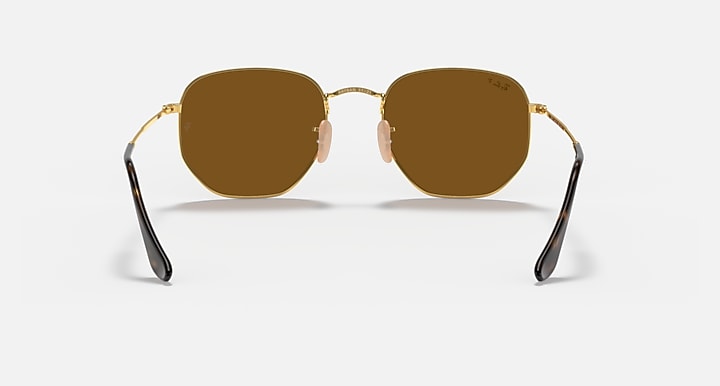 Ray-Ban HEXAGONAL FLAT LENSES Arista Gold with Brown Polarized Solid Color lenses - Back