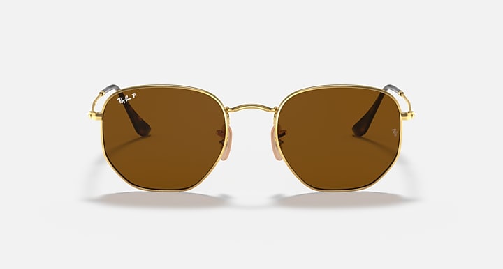 Ray-Ban HEXAGONAL FLAT LENSES Arista Gold with Brown Polarized Solid Color lenses - Front