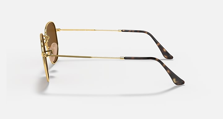 Ray-Ban HEXAGONAL FLAT LENSES Arista Gold with Brown Polarized Solid Color lenses - Lateral