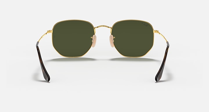 Ray-Ban HEXAGONAL FLAT LENSES Arista Gold with G-15 Green Polarized Solid Color lenses - Back
