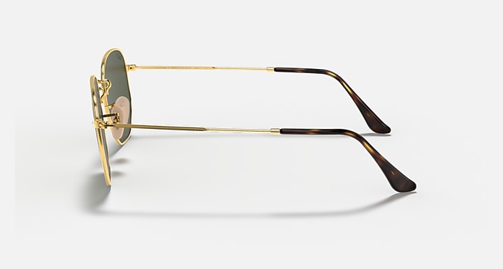 Ray-Ban HEXAGONAL FLAT LENSES Arista Gold with G-15 Green Polarized Solid Color lenses - Lateral