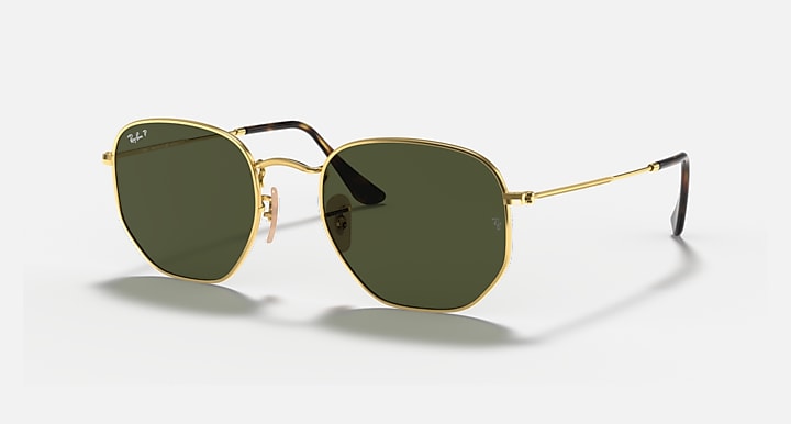 Ray-Ban HEXAGONAL FLAT LENSES Arista Gold with G-15 Green Polarized Solid Color lenses - Quarter