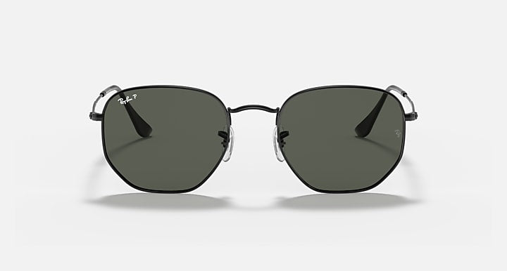 Ray-Ban HEXAGONAL FLAT LENSES Black with G-15 Green Polarized Solid Color lenses - Front