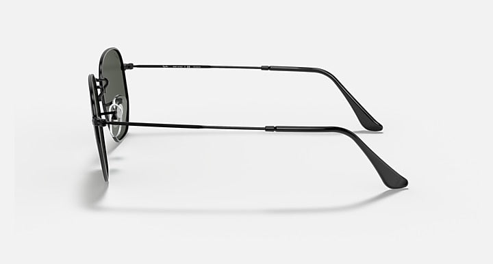 Ray-Ban HEXAGONAL FLAT LENSES Black with G-15 Green Polarized Solid Color lenses - Lateral