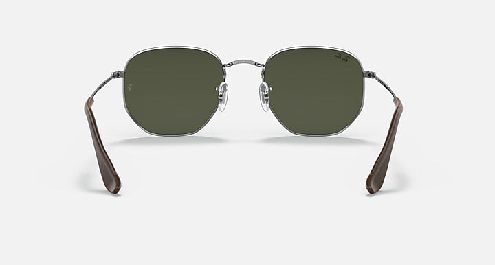 Ray-Ban HEXAGONAL @COLLECTION Gunmetal with G-15 Green Solid Color lenses - Back
