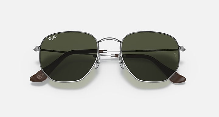Ray-Ban HEXAGONAL @COLLECTION Gunmetal with G-15 Green Solid Color lenses - Closed Front