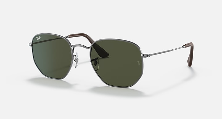 Ray-Ban HEXAGONAL @COLLECTION Gunmetal with G-15 Green Solid Color lenses - Quarter