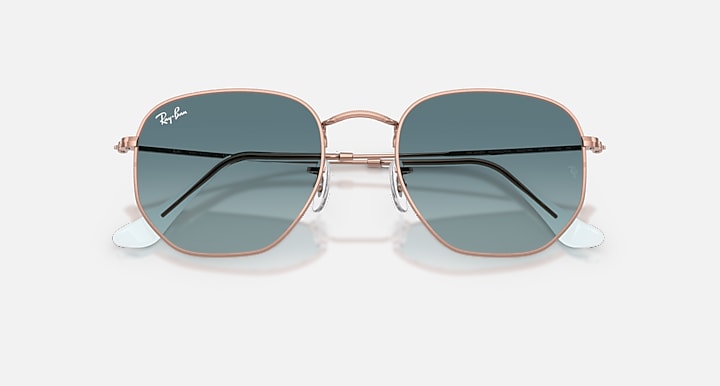 Ray-Ban HEXAGONAL FLAT LENSES Copper with Blue Gradient Grey Gradient lenses - Closed Front