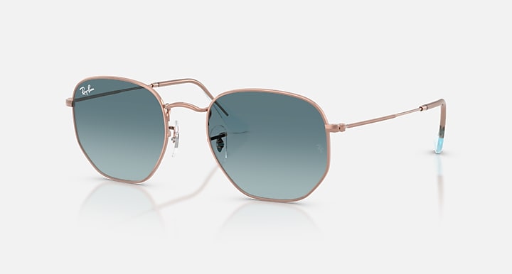 Ray-Ban HEXAGONAL FLAT LENSES Copper with Blue Gradient Grey Gradient lenses - Quarter