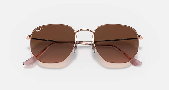 Ray-Ban HEXAGONAL FLAT LENSES Copper with Brown Gradient Gradient lenses - Closed Front