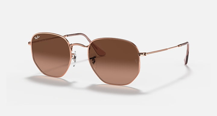 Ray-Ban HEXAGONAL FLAT LENSES Copper with Brown Gradient Gradient lenses - Quarter