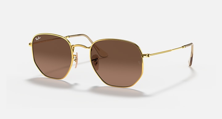 Ray-Ban HEXAGONAL FLAT LENSES Arista Gold with Brown Gradient lenses - Quarter