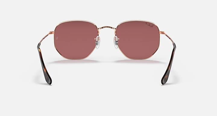 Ray-Ban HEXAGONAL FLAT LENSES Rose Gold with Violet Polarized Solid Color lenses - Back