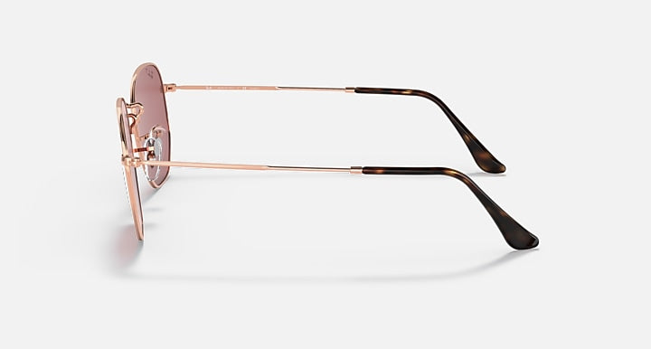 Ray-Ban HEXAGONAL FLAT LENSES Rose Gold with Violet Polarized Solid Color lenses - Lateral