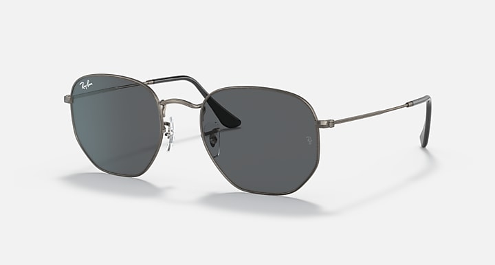 Ray-Ban HEXAGONAL RELOADED Antique Gunmetal with Dark Grey Solid Color lenses - Quarter