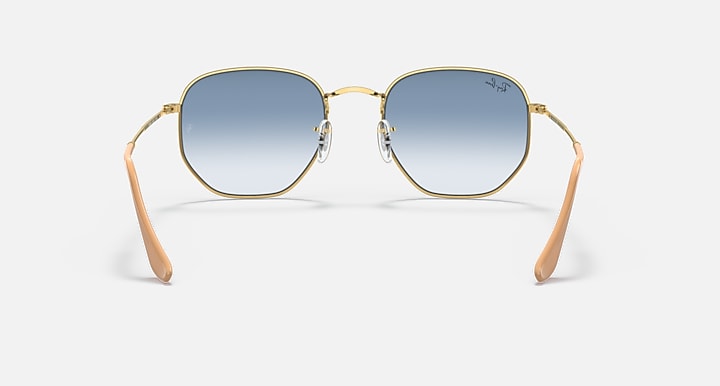 Ray-Ban HEXAGONAL Arista Gold with Light Blue Gradient Gradient lenses - Back