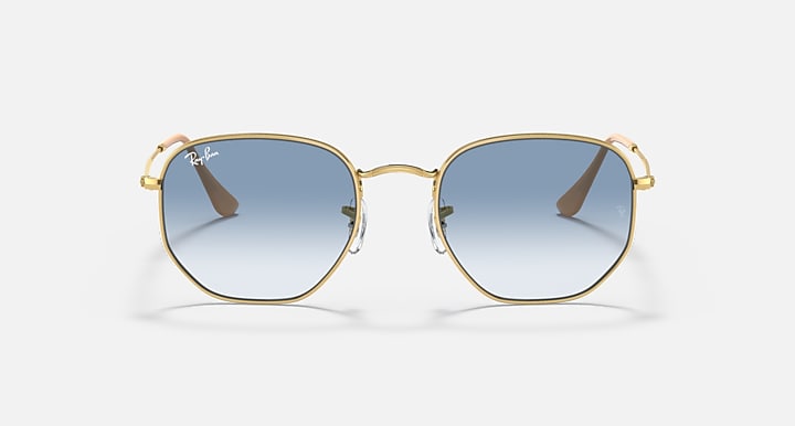 Ray-Ban HEXAGONAL Arista Gold with Light Blue Gradient Gradient lenses - Front