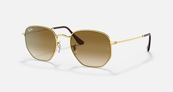 Ray-Ban HEXAGONAL Arista Gold with Light Brown Gradient Gradient lenses - Quarter