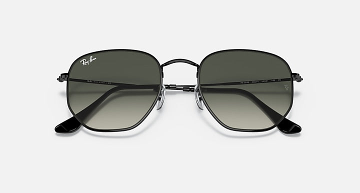 Ray-Ban HEXAGONAL Black with Grey Gradient Gradient lenses - Closed Front