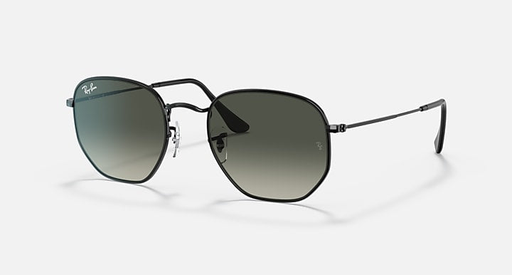 Ray-Ban HEXAGONAL Black with Grey Gradient Gradient lenses - Quarter
