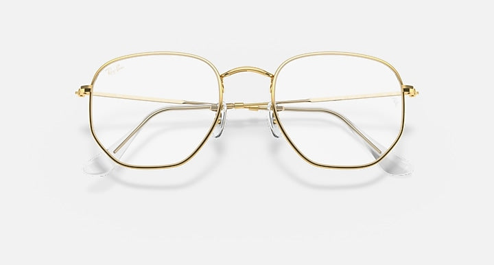 Ray-Ban HEXAGONAL BLUE-VIOLET LIGHT CLEAR Gold with Clear Blue-Violet Light Filter lenses - Closed Front