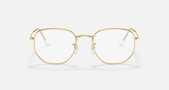 Ray-Ban HEXAGONAL BLUE-VIOLET LIGHT CLEAR Gold with Clear Blue-Violet Light Filter lenses - Front