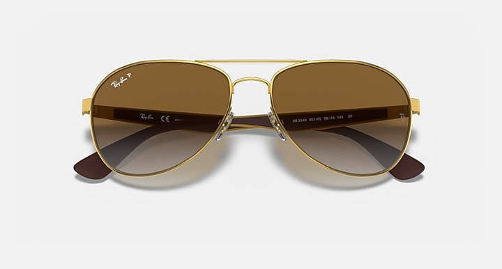 Ray-Ban RB3549 Arista Gold; Gold with Brown Polarized Gradient lenses - Closed Front