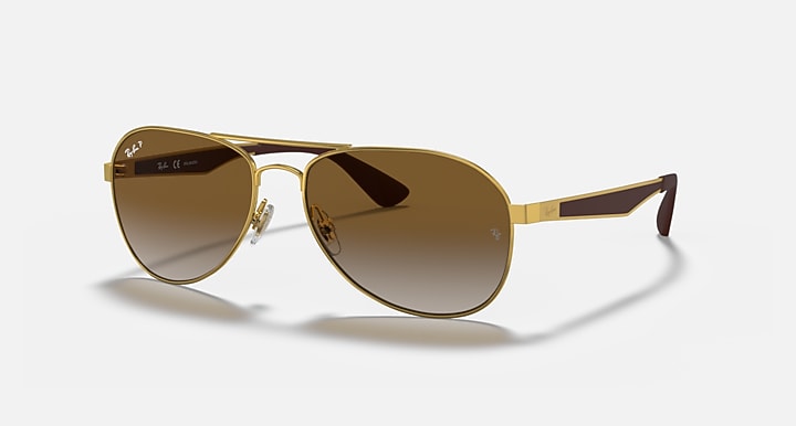 Ray-Ban RB3549 Arista Gold; Gold with Brown Polarized Gradient lenses - Quarter