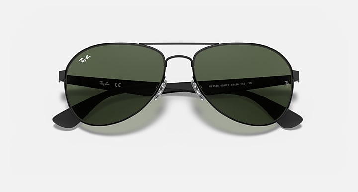 Ray-Ban RB3549 Black with Green Solid Color lenses - Closed Front