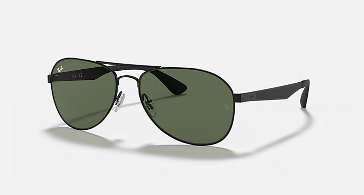Ray-Ban RB3549 Black with Green Solid Color lenses - Quarter