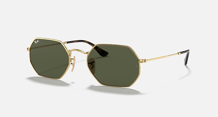 Ray-Ban OCTAGONAL CLASSIC Arista Gold with G-15 Green Solid Color lenses - Quarter