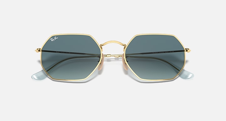 Ray-Ban OCTAGONAL CLASSIC Arista Gold with Blue Gradient Gradient lenses - Closed Front