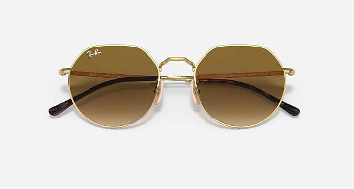 Ray-Ban JACK Arista Gold with Brown Gradient lenses - Closed Front