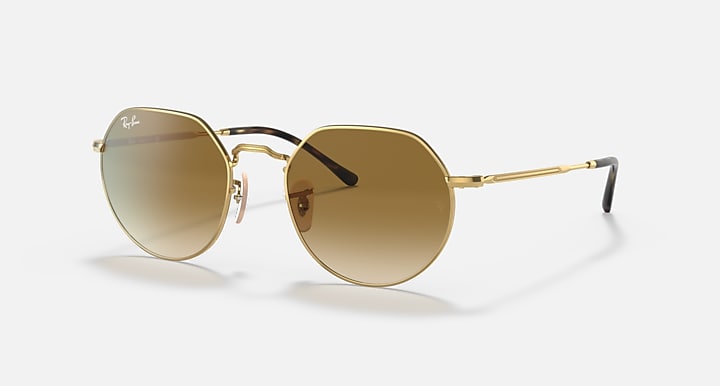 Ray-Ban JACK Arista Gold with Brown Gradient lenses - Quarter