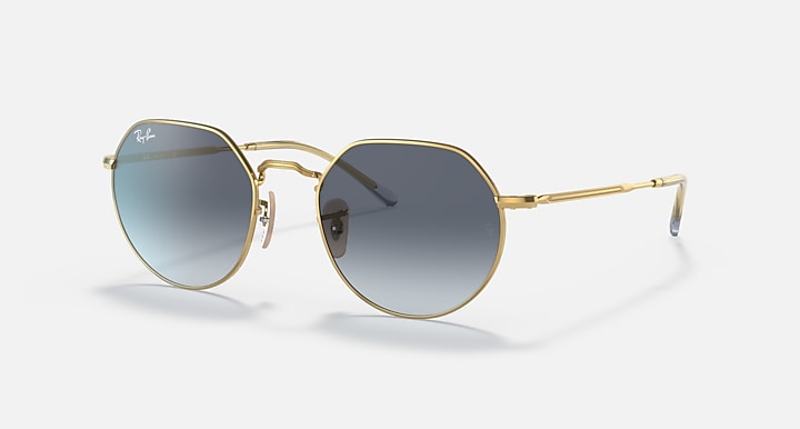 Ray-Ban JACK Arista Gold with Blue/Grey Gradient lenses - Quarter