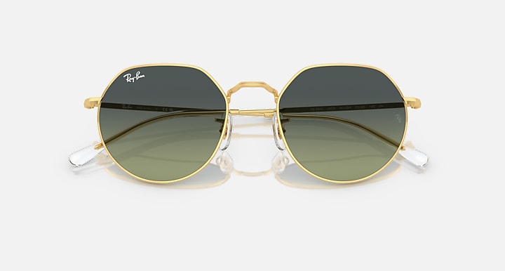 Ray-Ban JACK Arista Gold with Green Vintage Gradient lenses - Closed Front