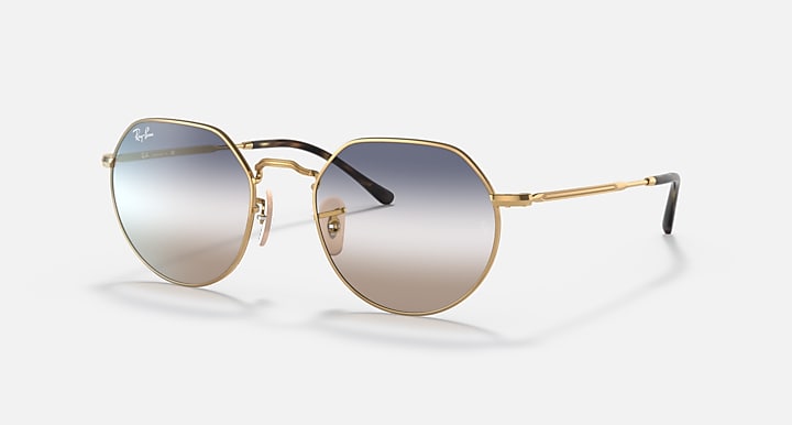Ray-Ban JACK Arista Gold with Clear/Blue Bi-Gradient lenses - Quarter