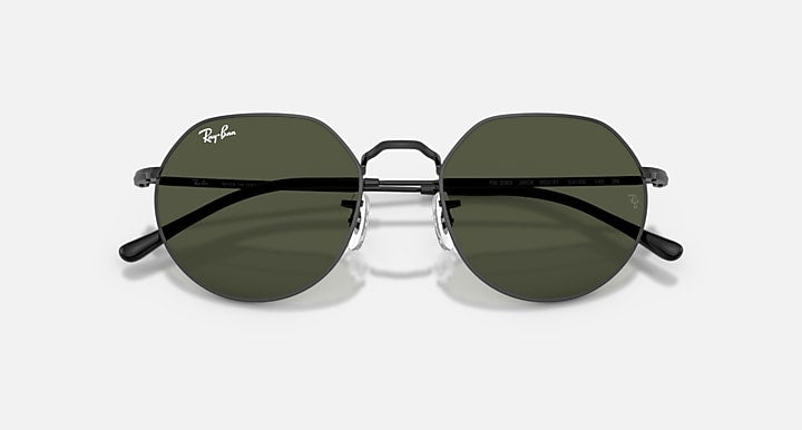 Ray-Ban JACK Black with Dark Green Solid Color lenses - Closed Front