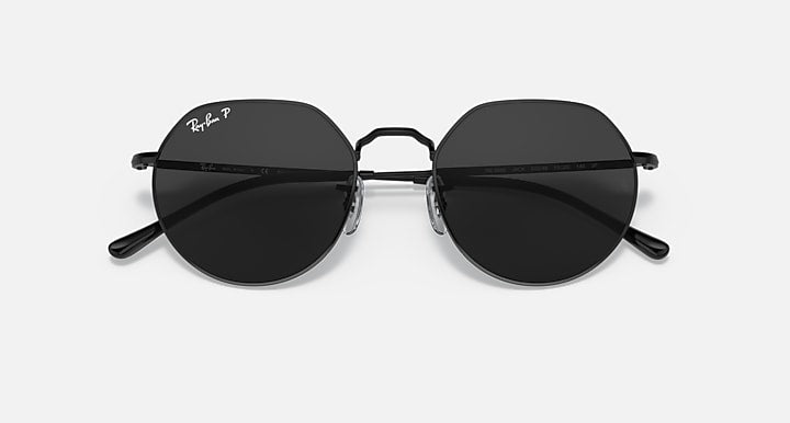 Ray-Ban JACK Black with Black Polarized Solid Color lenses - Closed Front