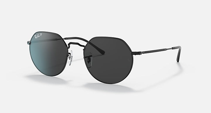 Ray-Ban JACK Black with Black Polarized Solid Color lenses - Quarter
