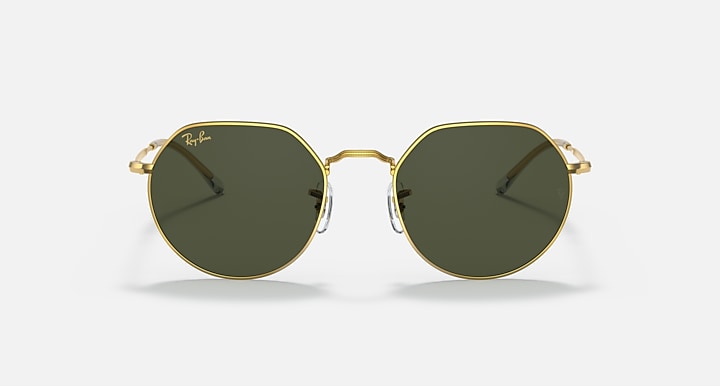 Ray-Ban JACK Gold with Green Solid Color lenses - Front