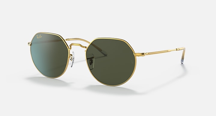 Ray-Ban JACK Gold with Green Solid Color lenses - Quarter
